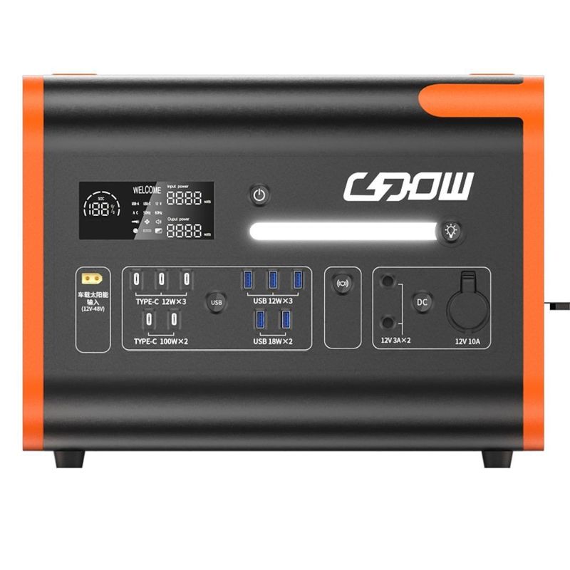220V/40ah/2200W Energia solar Estação de energia de armazenamento de energia ao ar livre portátil com carga rápida Bateria de lítio de 1500W