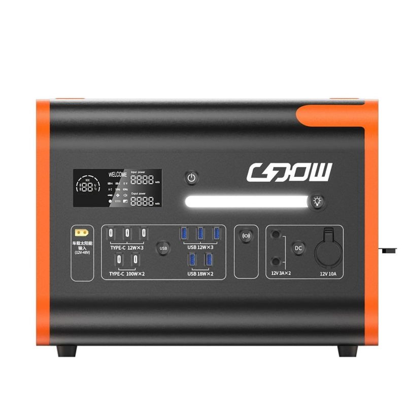 2200W/2048wh Estação de energia portátil Painéis solares Modo de carregamento 2000 vezes Duração de vida