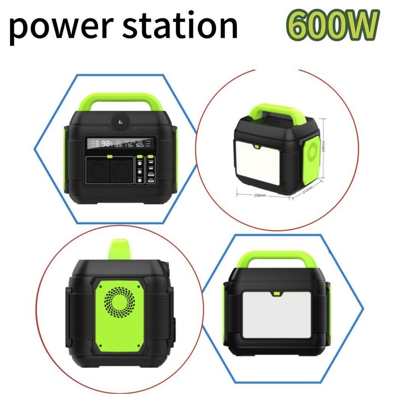 Estação de alimentação portátil de apoio de 110V/220V com saída de 600W/1500W e saída de CC 12-13V 10A