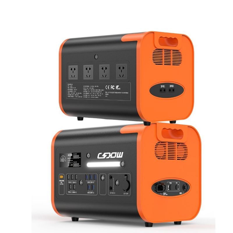 Inversor de onda senoidal puro UPS de energia portátil de 2200W para armazenamento de energia em laranja preta