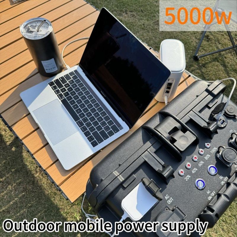 Home AC exterior LiFePO4 gerador solar Estação de energia de 5000W em cor preta por ODM / OEM