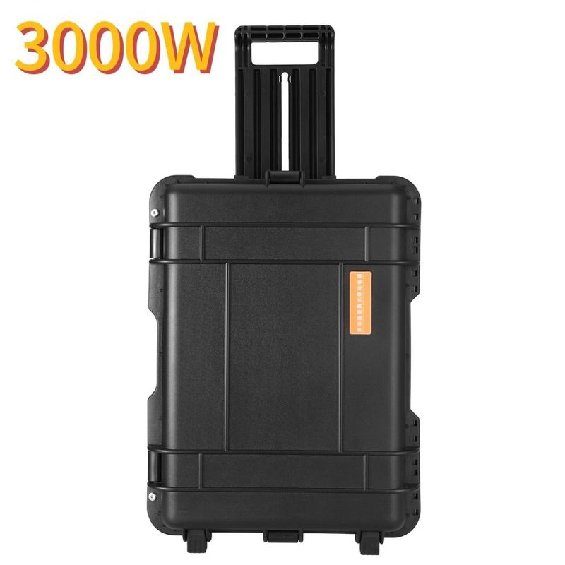 3000W Black Drawbar Box Estação de Energia Eólica Solar Portátil 2kw LiFePO4 Bateria de Lítio