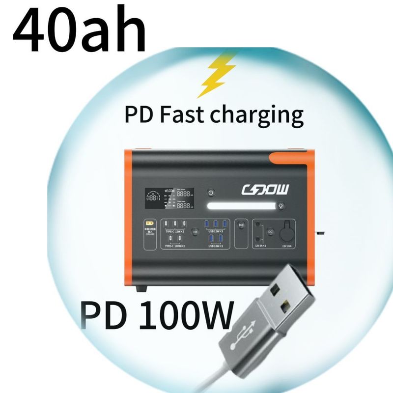40ah gerador solar tomada de energia 2200W portátil acampamento estação de energia solar laranja preto