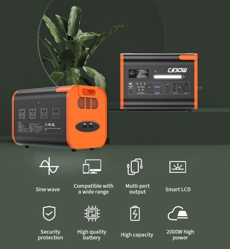 AT22 Gerador Solar 2200W 220V 110V LiFePO4 Estação de Energia Solar Portátil Laranja Preto