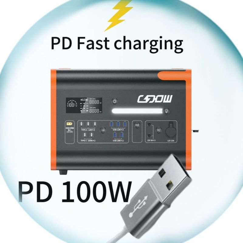 2200W/2000W/2400W Estação de energia portátil com ecrã LCD Laranja Preto Personalizavel