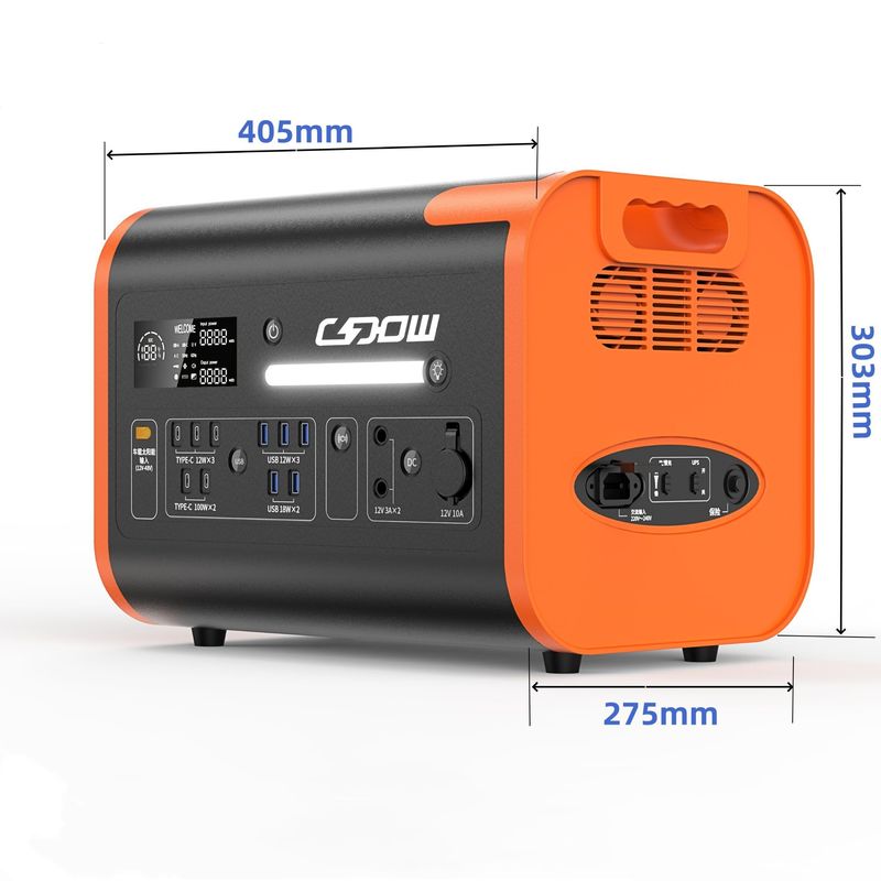 Orange 300W Gerador Solar Portátil para Acampamento 40ah/2048wh Estação de Energia de Laptop Móvel