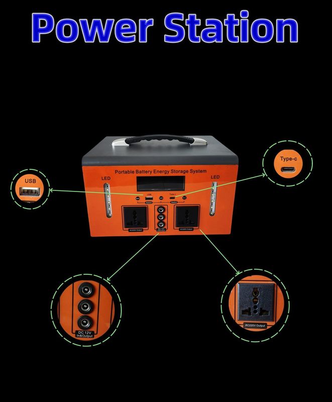 Venda direta de 500W para acampamento ao ar livre Estação de energia portátil Adaptador de DC de tensão de entrada