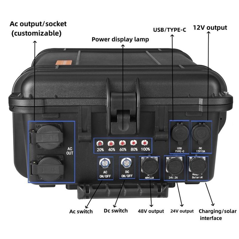 Gerador solar portátil de 6000W para RV exterior Estação de energia doméstica AC saída 110V/220V