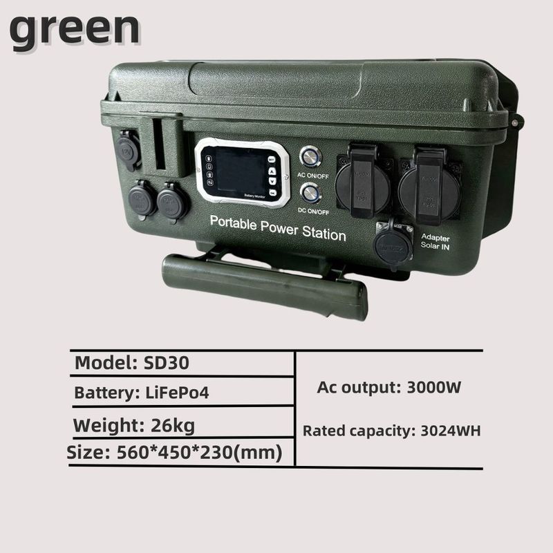 Trabalho ao ar livre Emergência de acampamento 110V/230V/3000W Estação de energia com porta AC/DC/USB