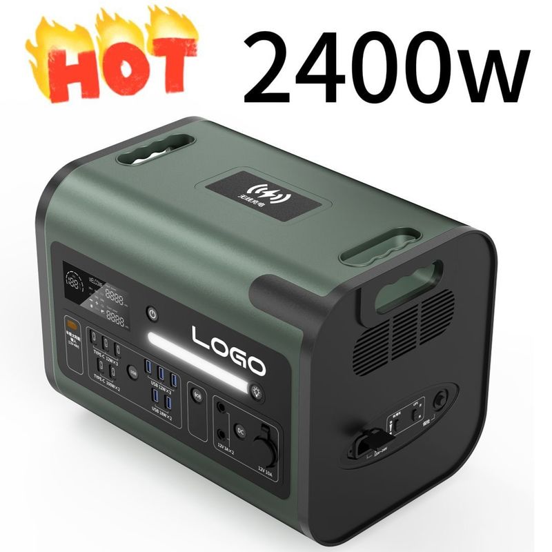 Estação de energia móvel ao ar livre de 2400W com tipo C personalizável e tempo de carga de 90 minutos